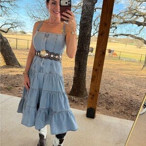 Denim Midi Dress (comes with Denim Tie Belt)